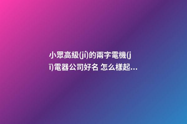 小眾高級(jí)的兩字電機(jī)電器公司好名 怎么樣起名字